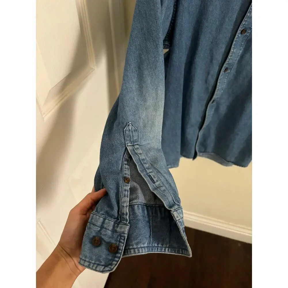 Croft & Barrow Shirt Men XL Blue Denim Casual Button Down Long Sleeve Collared - Picture 4 of 11